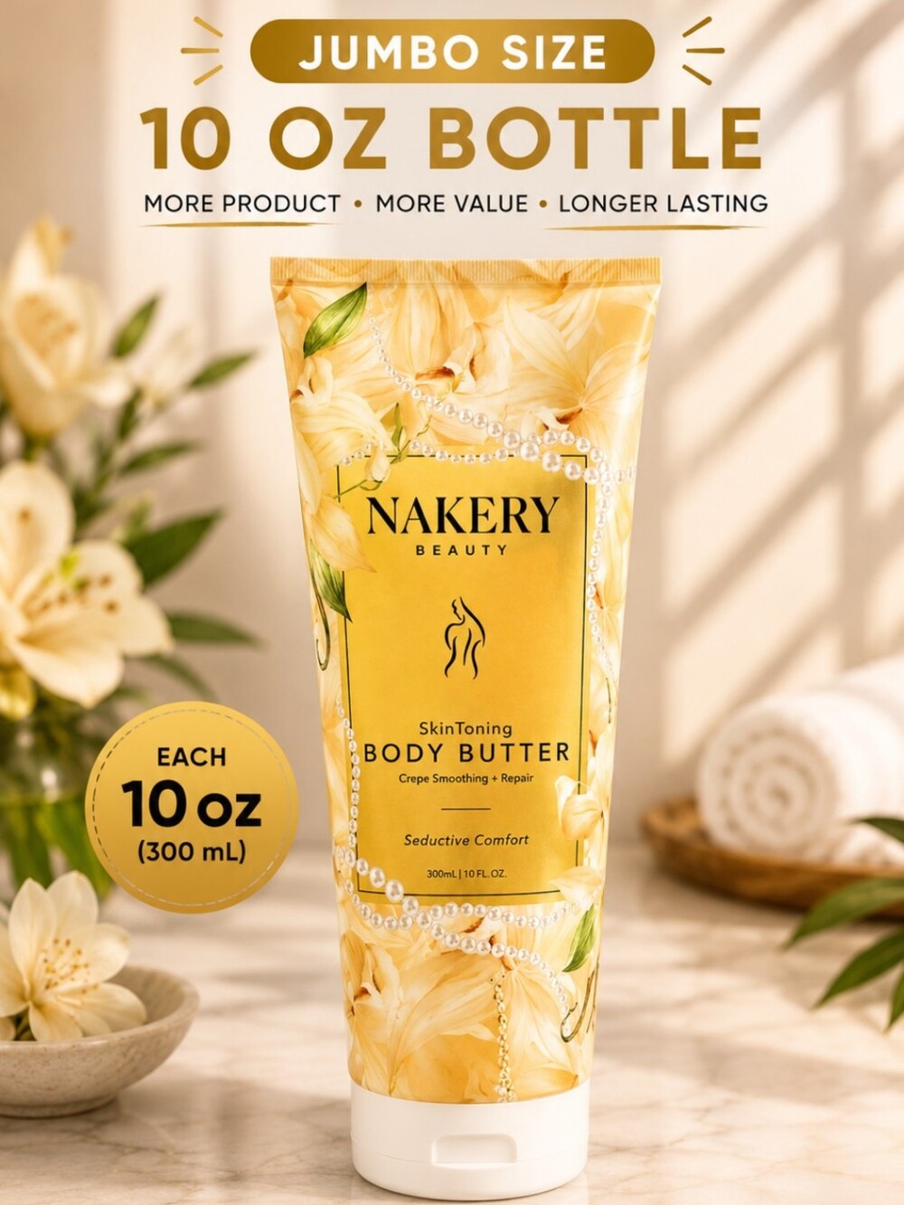 Nakery Beauty SkinToning Body Butter Seductive Comfort 10oz Firming Crepey Skin